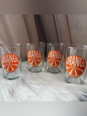 Luminarc 70's Vintage Orange Juice Slice Glasses, Set of 4, 4 In. Tall, 6 oz